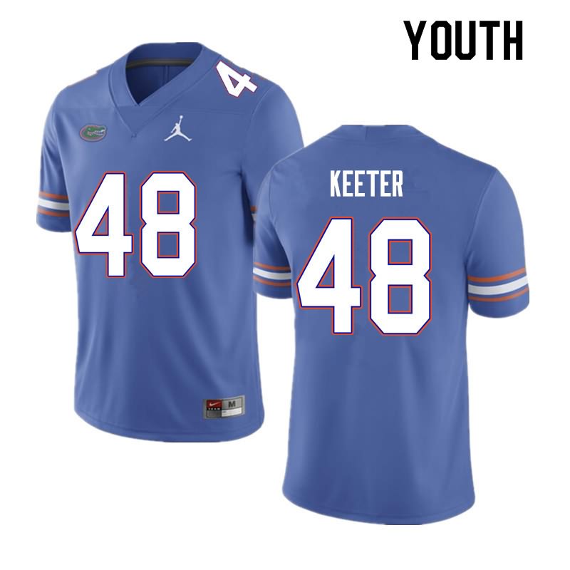 Youth NCAA Florida Gators Noah Keeter #48 Stitched Authentic Nike Blue College Football Jersey JXG0765VG